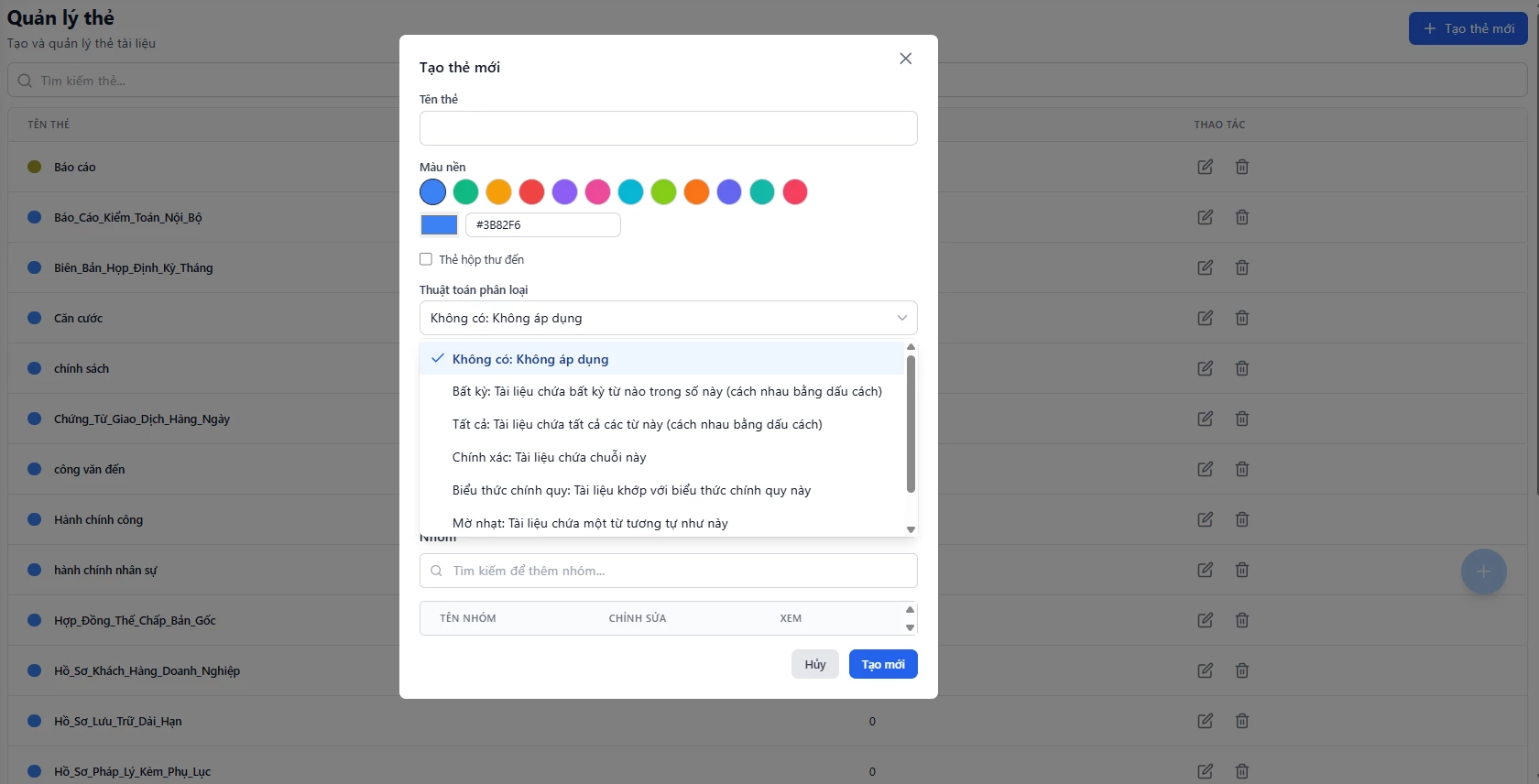 eDoc auto classification interface